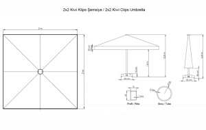 Зонт пляжный со стационарной базой Kiwi Clips&Base белый, бежевый