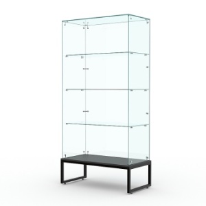 Витрина стеклянная "ЛОФТ СТИЛЬ ПОДИУМ" №109 (без дверок, задняя стенка - стекло), Черный