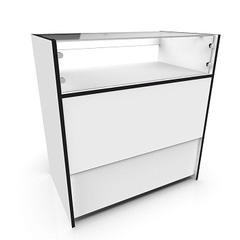 ПР-31 прилавок остекленный малый цвет Белый с черной кромкой