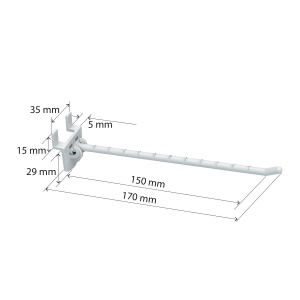 Крючок одинарный SINGLE HOOK-EP-150, белый, на экономпанель, длина 150 мм