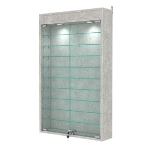 Витрина настенная с регулировочными полками №2-7А-РЕГ с подсветкой, Метрополитан Грей