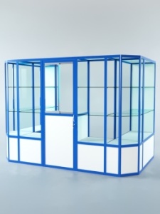 Павильон торговый из профиля пристенный №6б, Белый + Делфт голубой U525 ST9