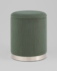 Пуф Эмили с ящиком серебро вельвет зелёный