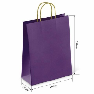 Крафт пакет бумажный Dark violet 26х15х35см с кручеными ручками, 80 гр/м2, моноцвет,, 112405