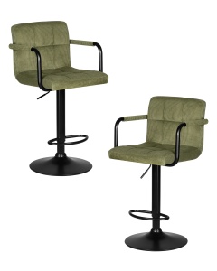 Набор 2 шт Стул барный DOBRIN KRUGER ARM BLACK, зеленый вельвет (LAR-E2041-7)