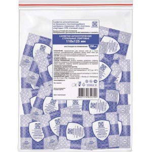 Спиртовые салфетки антисептические 110x125 мм КОМПЛЕКТ 250 шт., АСЕПТИКА, пакет, АФ01956-МО05