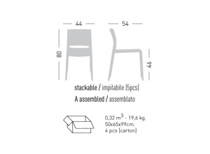 Стул пластиковый Bakhita серый