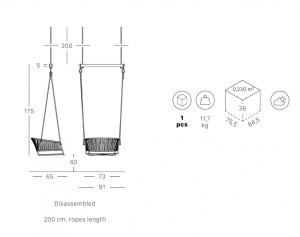 Качели плетеные Lisa Swing антрацит, ментоловый