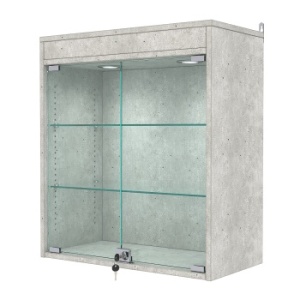 Витрина настенная с регулировочными полками №1-3АГ-РЕГ с подсветкой, Метрополитан Грей