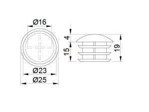 Заглушка для трубы d=25mm, R-17 (JK 8), пластик, хром