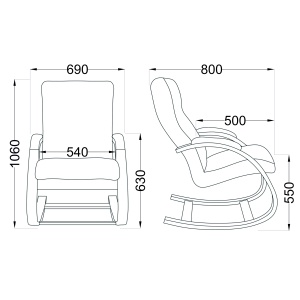 Кресло-качалка Leset Милано, серый, ткань, цвет каркаса орех