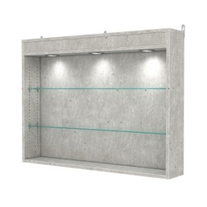 Витрина настенная с регулировочными полками №3-3Г-РЕГ с подсветкой, Метрополитан Грей