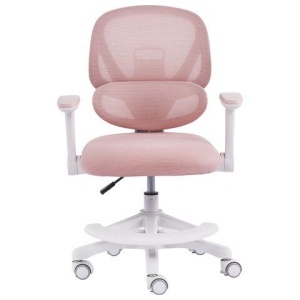 Кресло детское с подставкой для ног BRABIX KIDS "MG-220", сетка/ткань TW, розовое, 533314