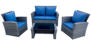 "Портленд" лаунж-зона из искусственного ротанга на 4 персоны, цвет серыйцвет Серый