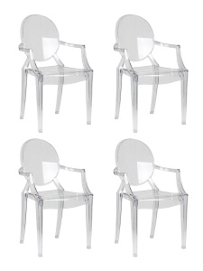 Набор 4 шт Стул обеденный DOBRIN LOUIS GHOST, цвет прозрачный