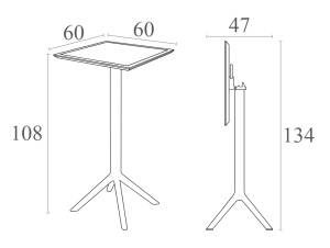 Стол пластиковый барный складной Sky Folding Bar Table 60 белый