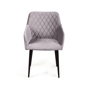 Стул с подлокотниками Роберт, бархат светло-серый 26