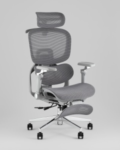 Кресло офисное TopChairs Prodigy с оттоманкой серый