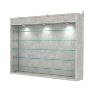 Витрина настенная с регулировочными полками №3-7Г-РЕГ с подсветкой, Метрополитан Грей