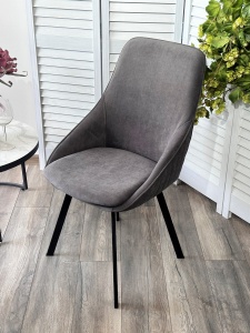 Стул КАСА (CASA), 360 град. поворот. B28 Темно-серый, велюр / черный каркас