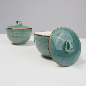 Сахарница VITAL, фарфор, зеленый, 10*10*9см