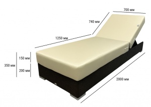 Шезлонг-лежак плетеный с матрасом Mantera коричневый люкс, светло-бежевый