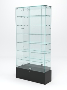 Витрина стеклянная "ИСТРА ПОДИУМ" №36 (с дверками, задняя стенка - зеркало), Черный