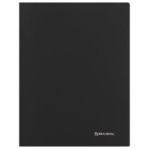 Папка с металлическим скоросшивателем и внутренним карманом BRAUBERG диагональ, черная, до 100 листов, 0,6 мм, 221351