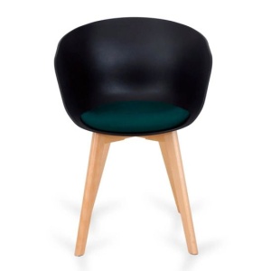 Кресло Tulip, черное/ зеленая подушка
