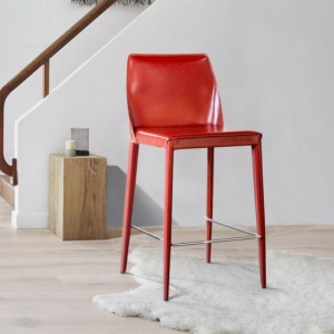 Стул полубарный Martin, кожа красный