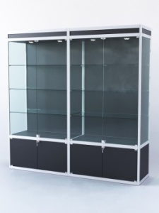 Витрина "ПРЯМОУГОЛЬНАЯ" №1-2м-500-1 (задняя стенка - ДВП), Черный