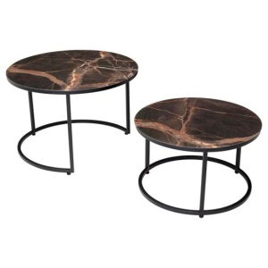 Комплект журнальных столов Эрвин, Мейджик, стекло/ каркас графит