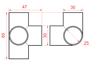 2Т-образное соединение для трубы 25 мм