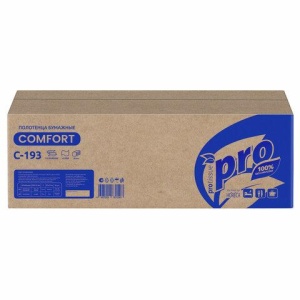 Полотенца бумажные 250 шт., PROtissue (H3) COMFORT, 1-слойные, белые, КОМПЛЕКТ 20 пачек, 22x21, V-сложение, C193, С193