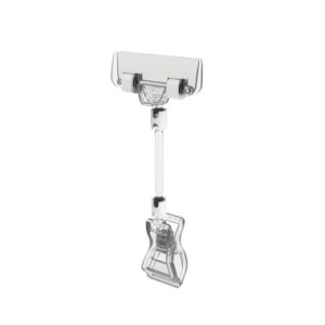 Универсальный ценникодержатель на прищепке с узким зажимом FX-CLAMP-SLIM, ножка 50 мм, цвет прозрачный