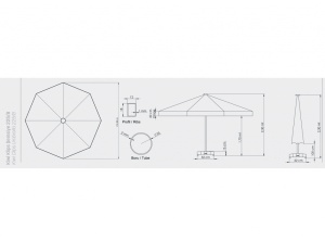 Зонт пляжный со стационарной базой Kiwi Clips&Base белый, бежевый