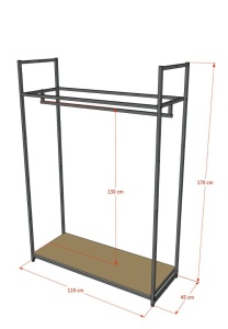Стеллаж для одежды в стиле Лофт A17120-03-ЧДС (170х120х45)