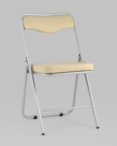 Складной стул Джонни экокожа кремовый каркас металлик