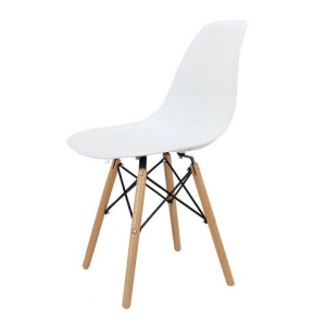 Стулья BRABIX "Eames CF-010", КОМПЛЕКТ 4 шт., пластик белый, опоры дерево/металл, 532630