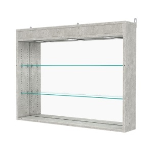 Витрина настенная с регулировочными полками №3-4Г-РЕГ с зеркалом и с подсветкой, Метрополитан Грей