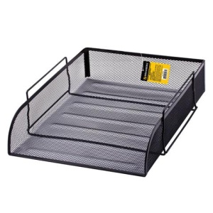 Лоток горизонтальный металлический для бумаг BRAUBERG "Germanium", А4 (260х337х77 мм), черный, 231954