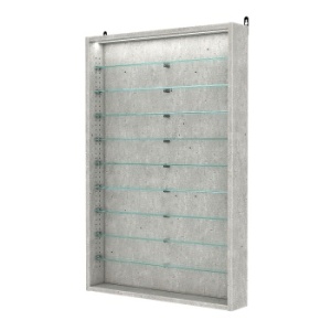 Витрина настенная с регулировочными полками №2-7ГУ-РЕГ с подсветкой, Метрополитан Грей