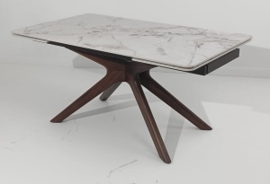 Стол EDER 160 GLOSS COLD JADE SOLID CERAMIC / Орех, ®DISAUR