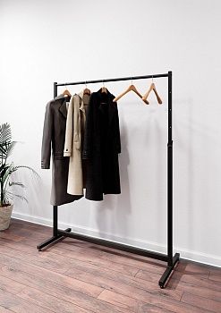 Вешалка напольная AFFIDA-1200 с регулировкой высоты, на ножках, черная