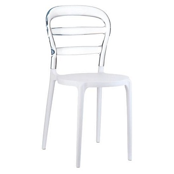 Стул пластиковый Miss Bibi, белый, прозрачный