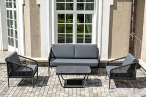 "Канны" лаунж-зона 4-местная плетеная из роупа (веревки), цвет темно-серыйцвет Темно-серый