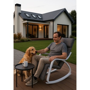 Кресло-качалка SMART, ткань, серый/белый