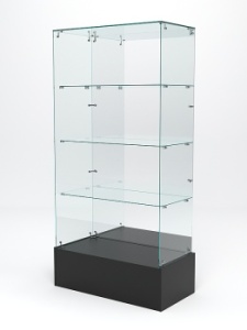 Витрина стеклянная "ИСТРА ПОДИУМ" №111 (без дверок, задняя стенка - зеркало), Черный