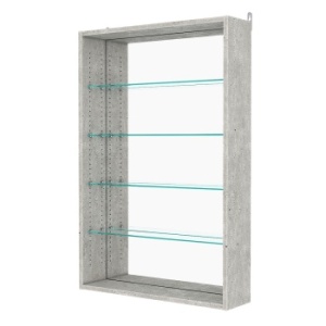 Витрина настенная с регулировочными полками №2-2Г-РЕГ с зеркалом, Метрополитан Грей
