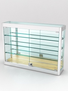 Витрина из профиля настенная "ВАЙБ ИКС" №3-3П-З-170 (задняя стенка Зеркало), Дуб Золотистый